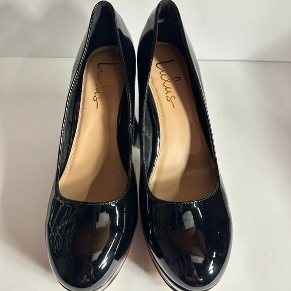 NWOT | s8.5 LuLus | Black | Patent Leather Platform Mary Janes - Picture 3 of 6
